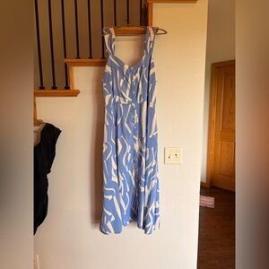 Ava & Viv Blue Abstract Print Button-Front Midi Dress | Size 1X | Worn Once
